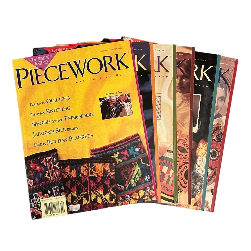 Vintage 1995 PIECEWORK Magazines Complete Year Needlework Embroidery Cottagecore